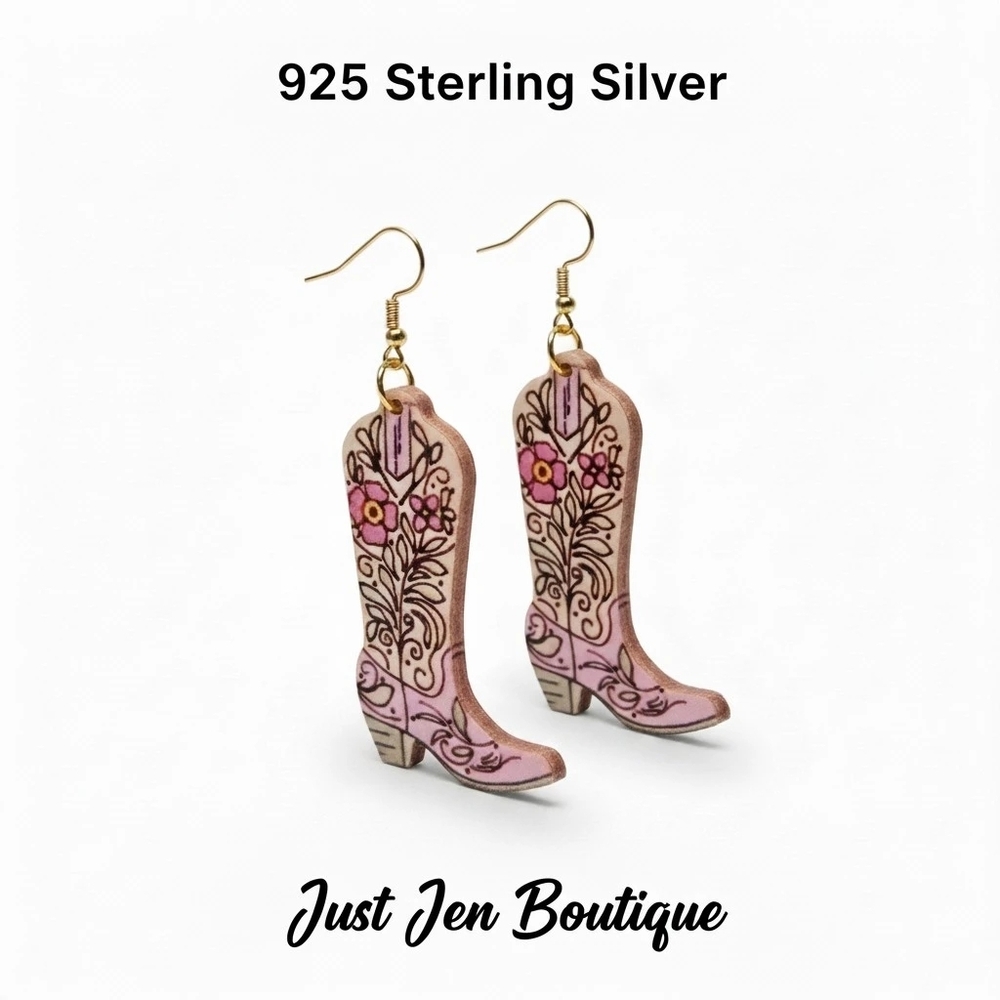 Just Jen Boutique Pink Boot Earrings